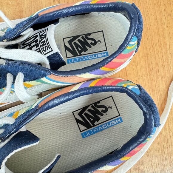 Vans SK8 Low Reissue Retro Stripes Lace Up Sneakers Blue Multi 8 Men 9.5 Women - Picture 9 of 10